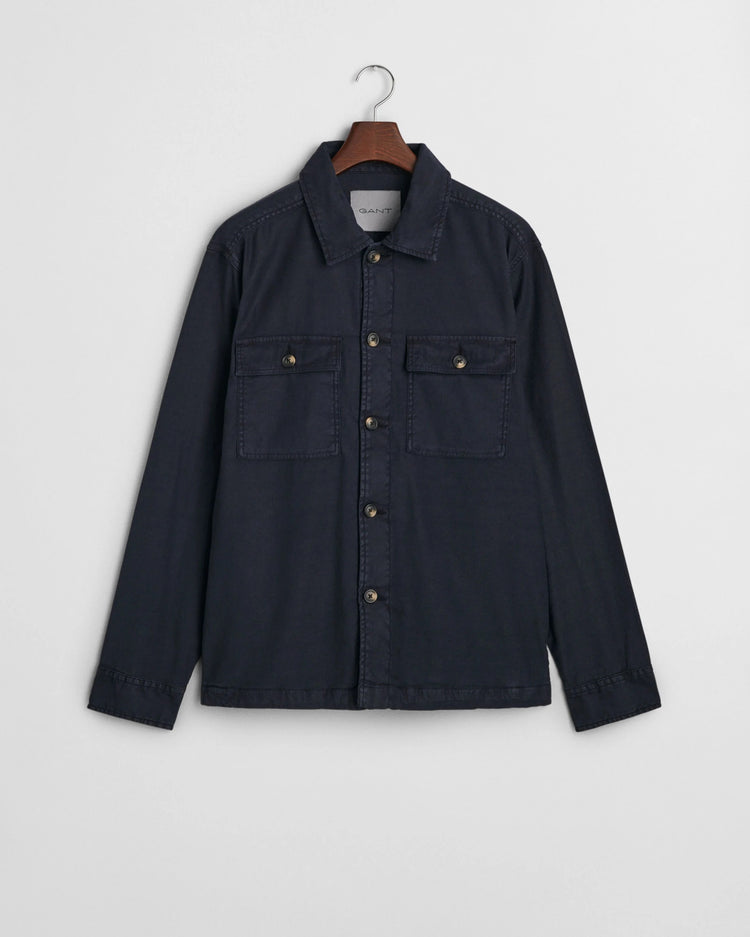 REG COT/LINEN OVERSHIRT - 401 Dusty Navy