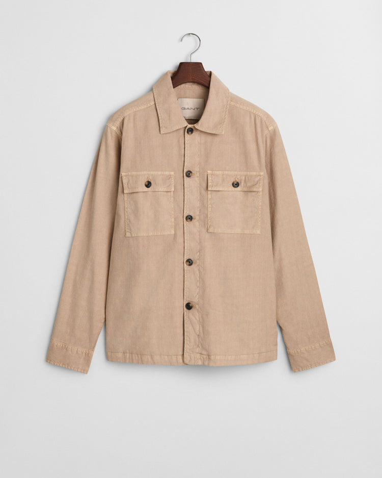 REG COT/LINEN OVERSHIRT - 277 DRY SAND
