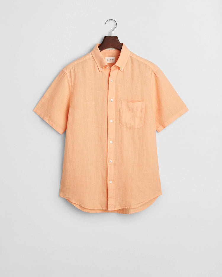 REG GMNT DYED LINEN SS SHIRT - 848 Peachy Orange