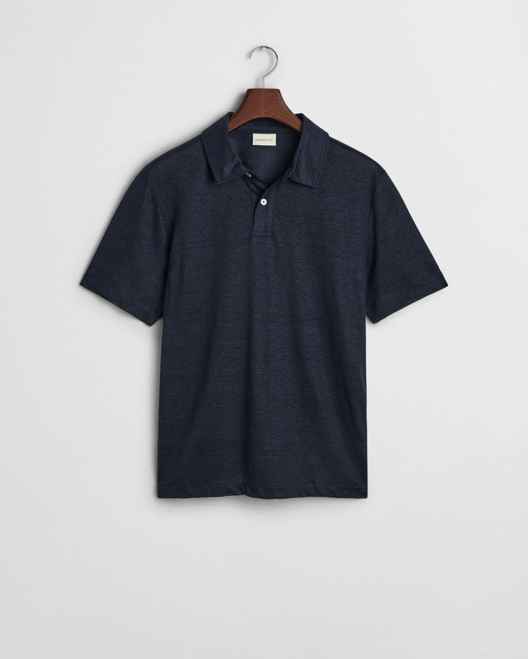 LINEN SS POLO - 433 EVENING BLUE
