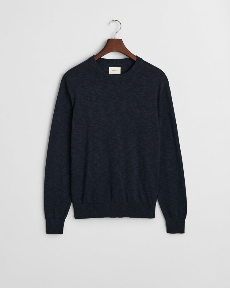 LINEN BLEND C-NECK - 433 EVENING BLUE