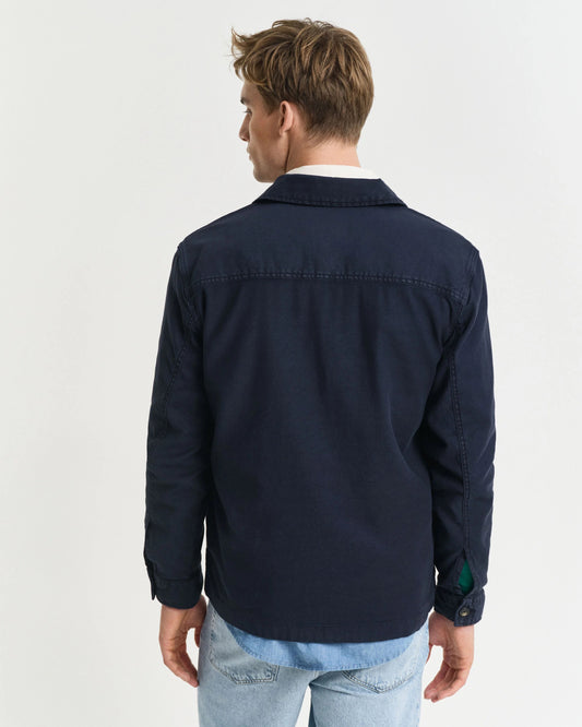 REG COT/LINEN OVERSHIRT - 401 Dusty Navy