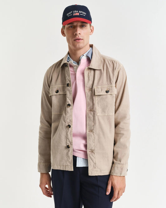 REG COT/LINEN OVERSHIRT - 277 DRY SAND