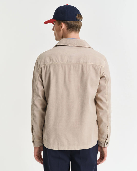 REG COT/LINEN OVERSHIRT - 277 DRY SAND