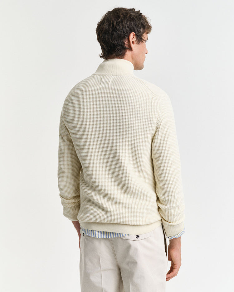 TEXTURED COTTON C-NECK - 130 CREAM