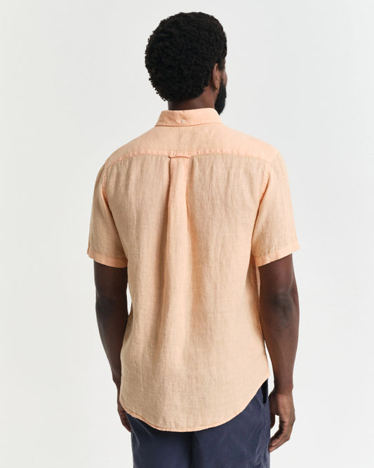 REG GMNT DYED LINEN SS SHIRT - 848 Peachy Orange