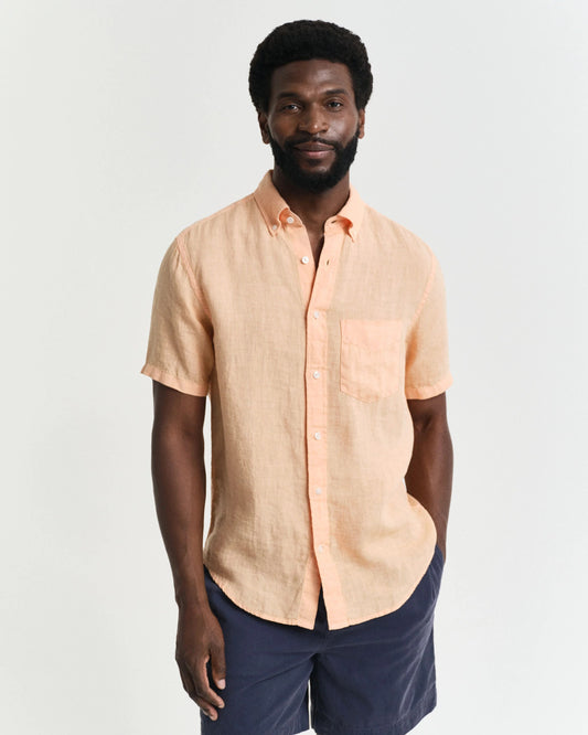 REG GMNT DYED LINEN SS SHIRT - 848 Peachy Orange