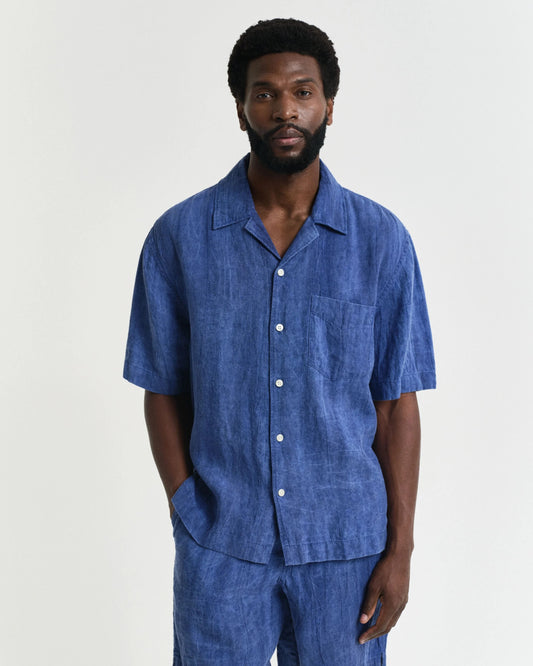 REL LINEN RESORT SHIRT - 407 RICH BLUE