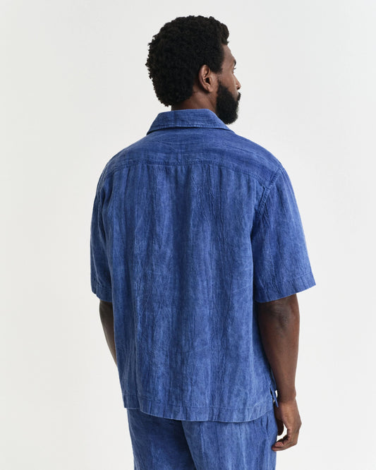 REL LINEN RESORT SHIRT - 407 RICH BLUE