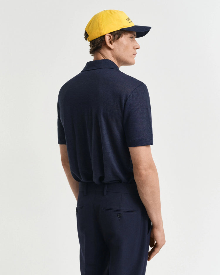 LINEN SS POLO - 433 EVENING BLUE