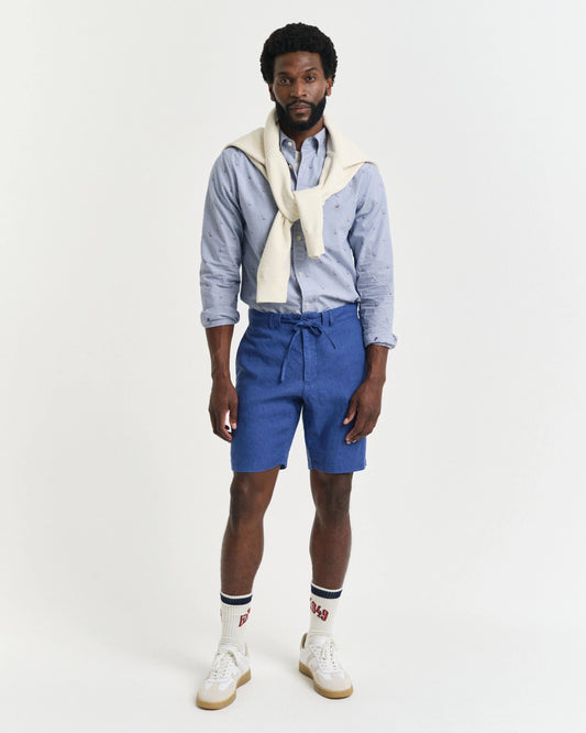 RELAXED LINEN DS SHORTS - 407 RICH BLUE