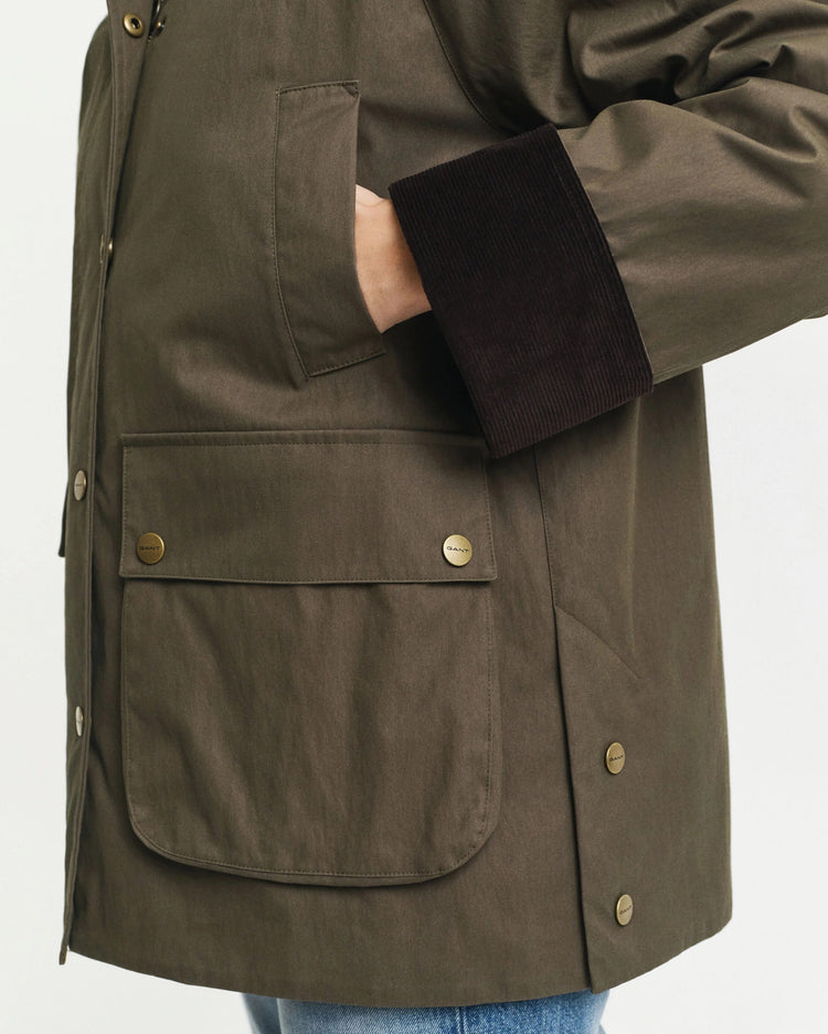 Jacka i vaxad bomull - Dark Moss Green