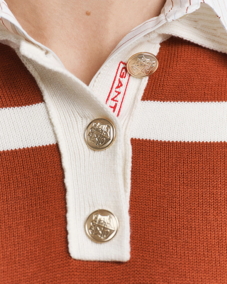 Striped Knit Rugger - Rust