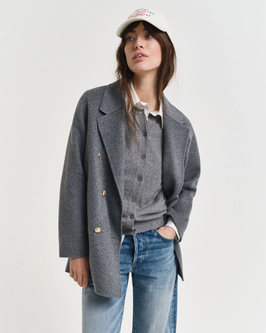 Skepparjacka med handsydda detaljer - Gråmelerad