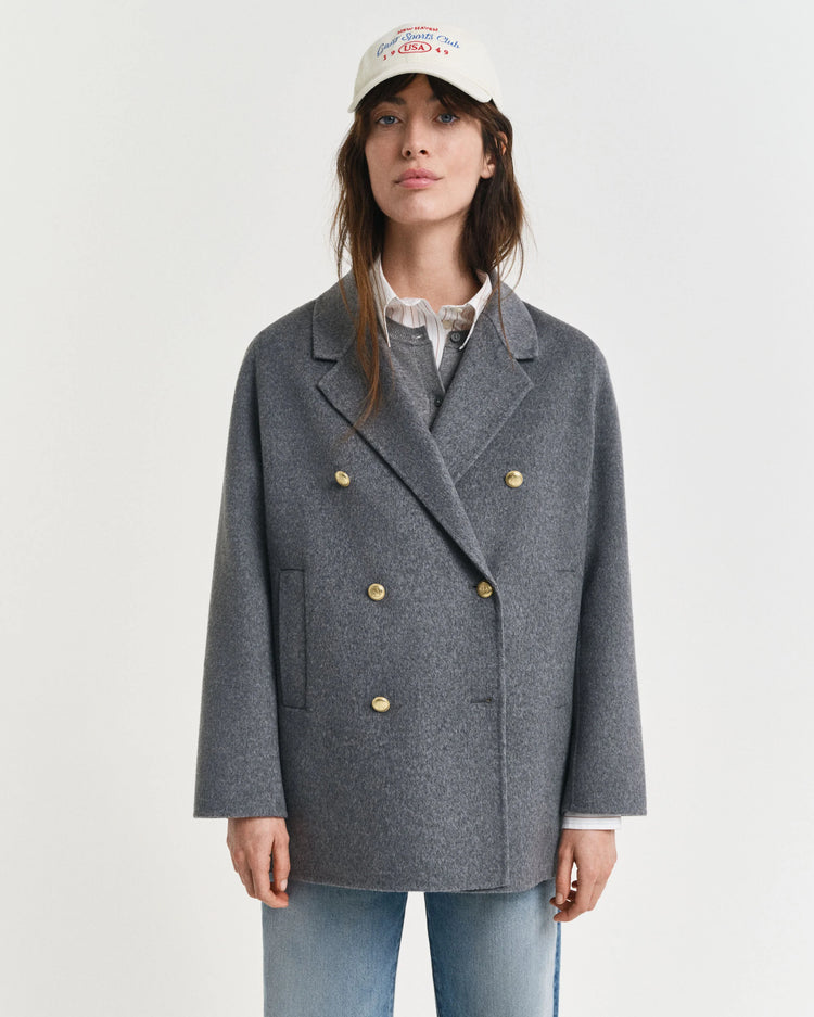 Skepparjacka med handsydda detaljer - Gråmelerad