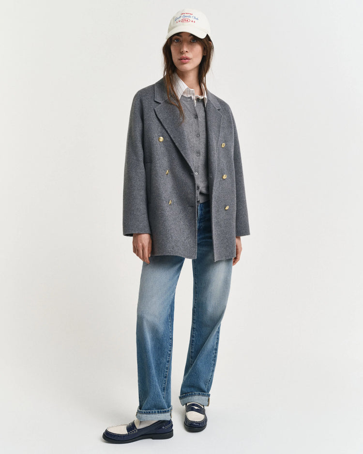 Skepparjacka med handsydda detaljer - Gråmelerad