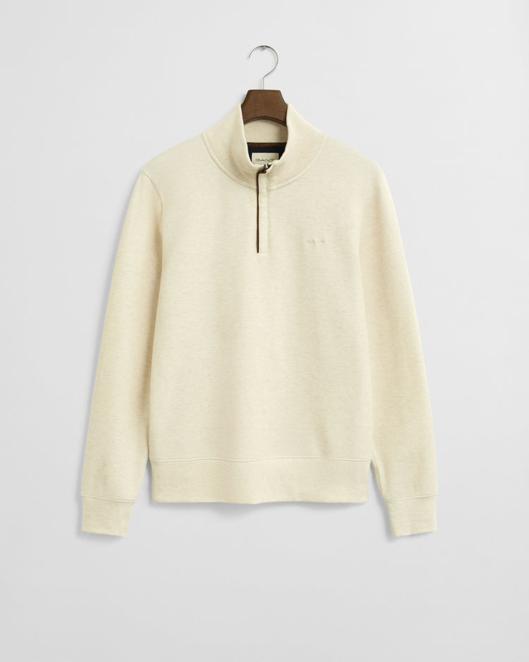 Sweatshirt med HALF ZIP - CREAM
