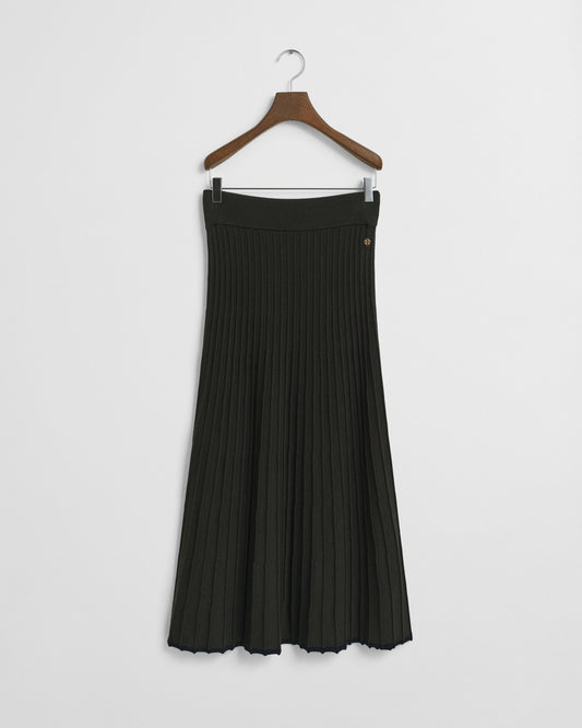 Ribbstickad kontrastfärgad kjol - Grön