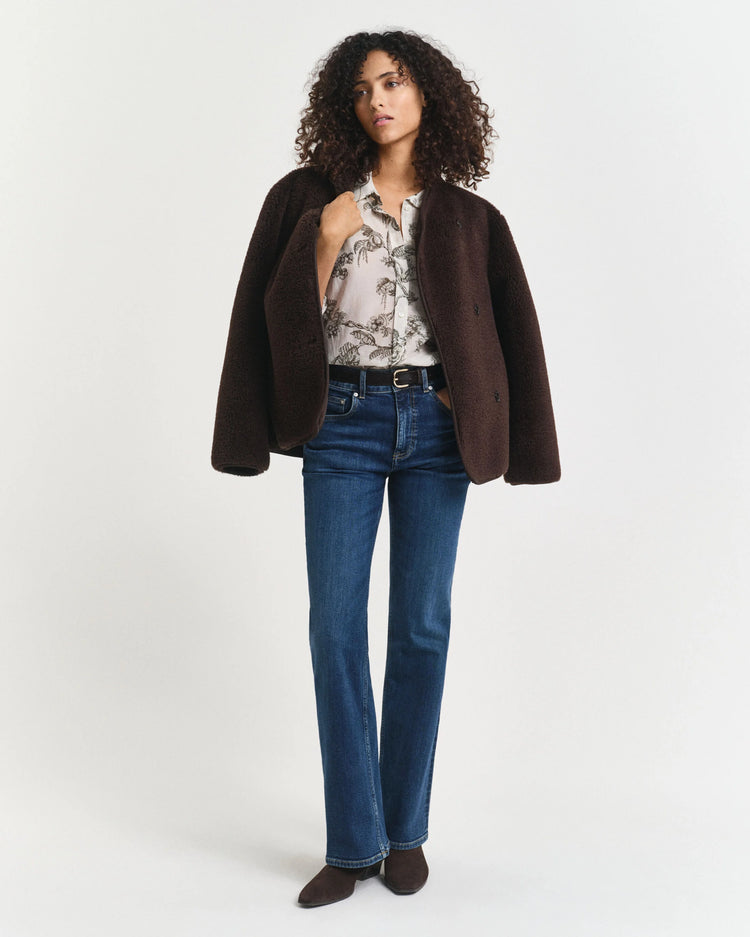 Relaxed fit trädmönstrad skjorta i bomull och silke - Grön