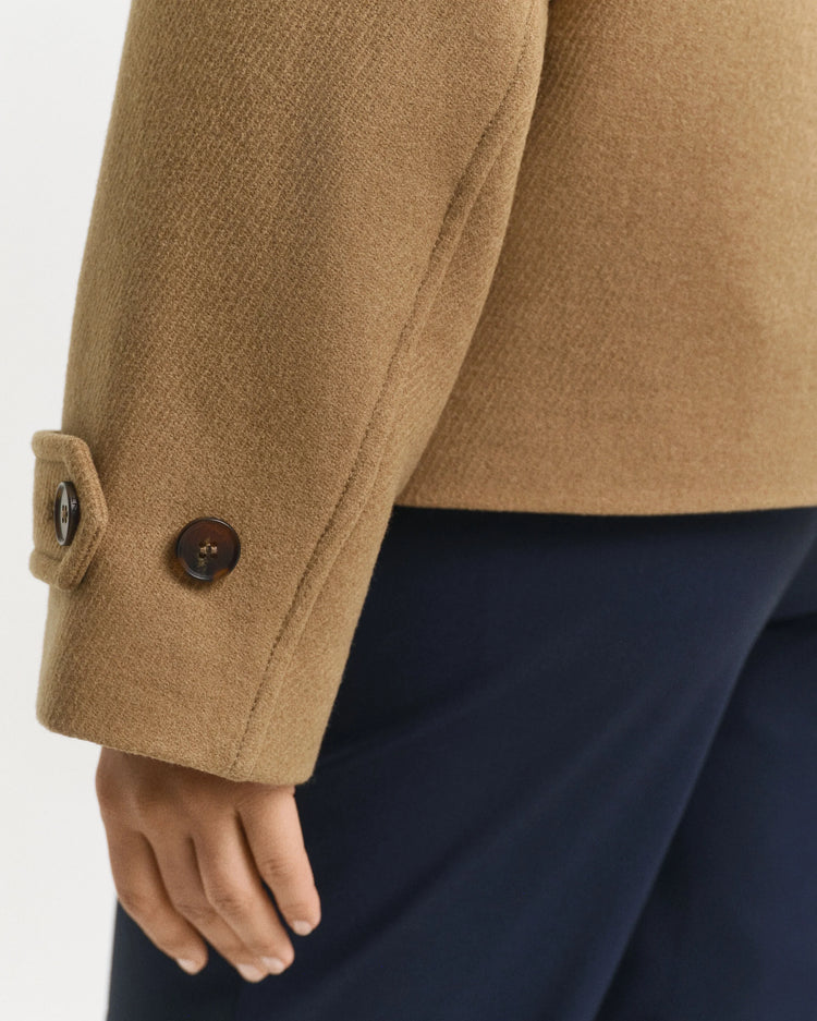 Kort Car Coat i ullblandning - Kamel