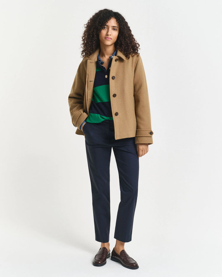 Kort Car Coat i ullblandning - Kamel