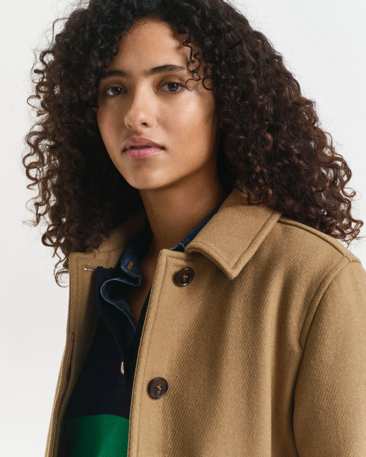 Kort Car Coat i ullblandning - Kamel