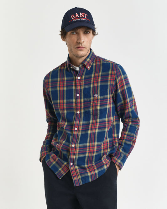 REG INDIGO TWILL CHECK SHIRT - 969 INDIGO