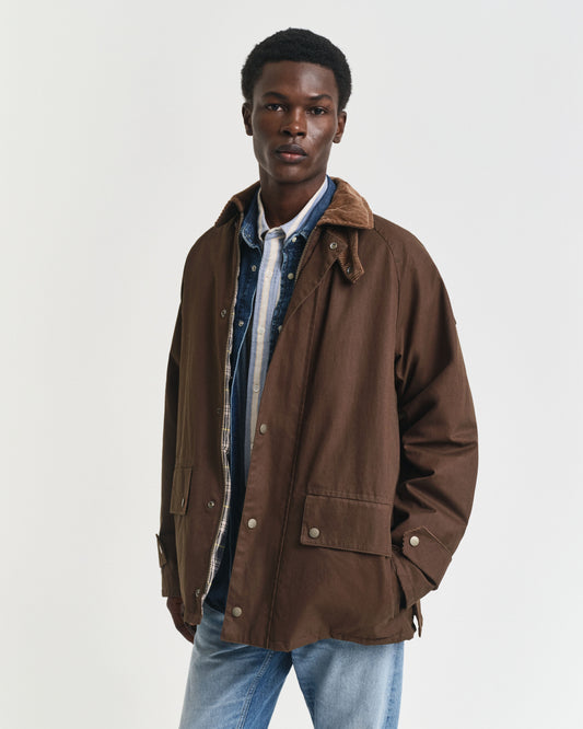 WAXED BARN JACKET - 202 DEEP BROWN