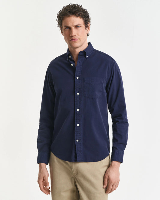 REG GMNT DYED TWILL SHIRT - 433 EVENING BLUE