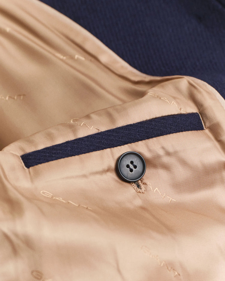 Kort Car Coat i ullblandning - Marinblå