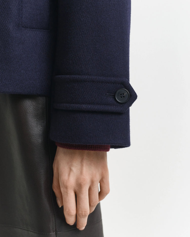 Kort Car Coat i ullblandning - Marinblå