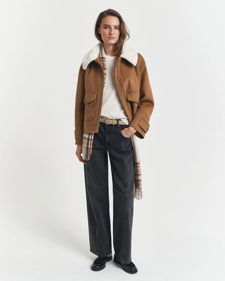 Kortärmad Tröja i Superfin Lammull - Creme