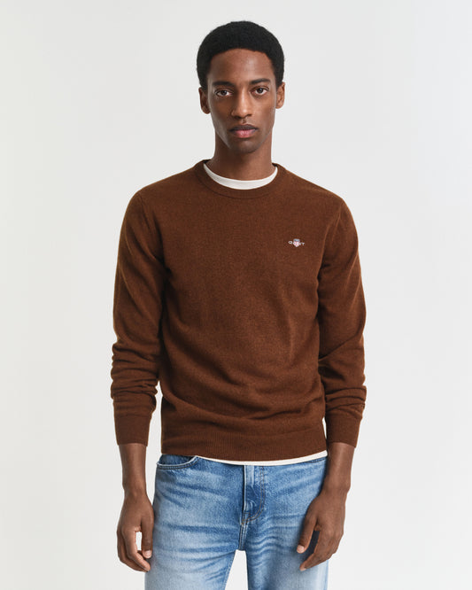 SUPERFINE LAMBSWOOL C-NECK - 229 MAHOGANY BROWN