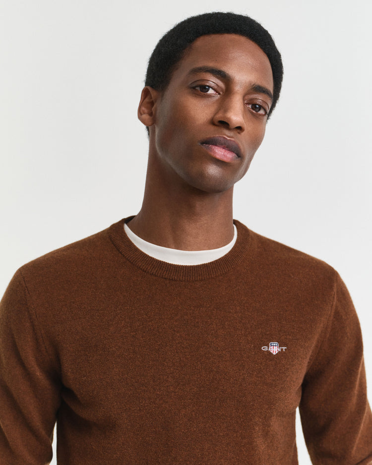 SUPERFINE LAMBSWOOL C-NECK - 229 MAHOGANY BROWN