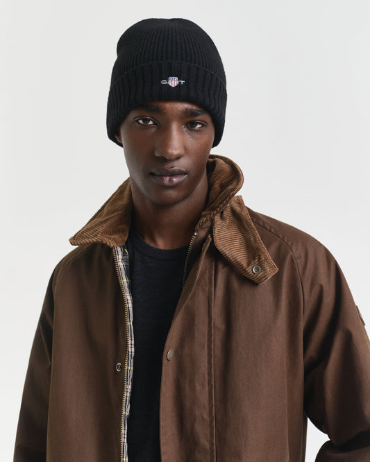 UNISEX. SHIELD WOOL BEANIE - 5 BLACK