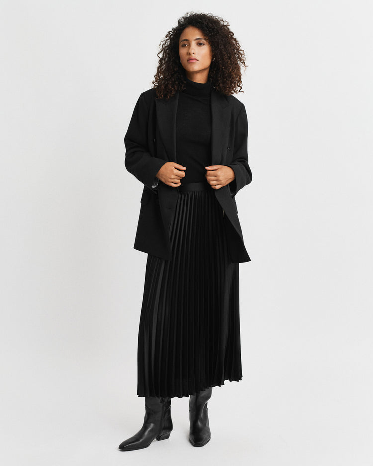 Veckad Satinkjol - Svart