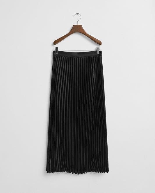 Veckad Satinkjol - Svart