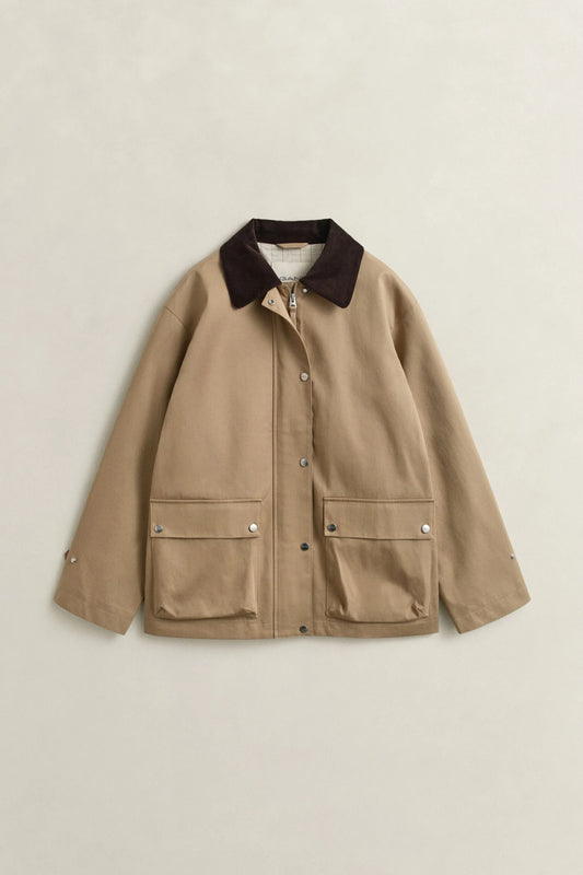 Gant beige jacka med mörkbrun krage herr