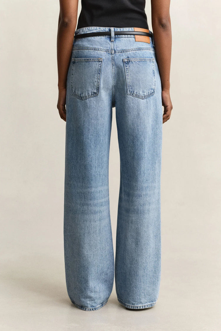 Ljusblå jeans herr vida ben hög midja