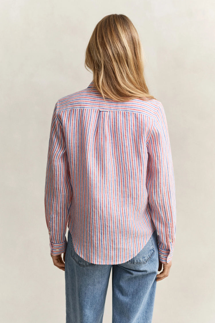 REG STRIPED LINEN LS SHIRT - MULTICOLOR