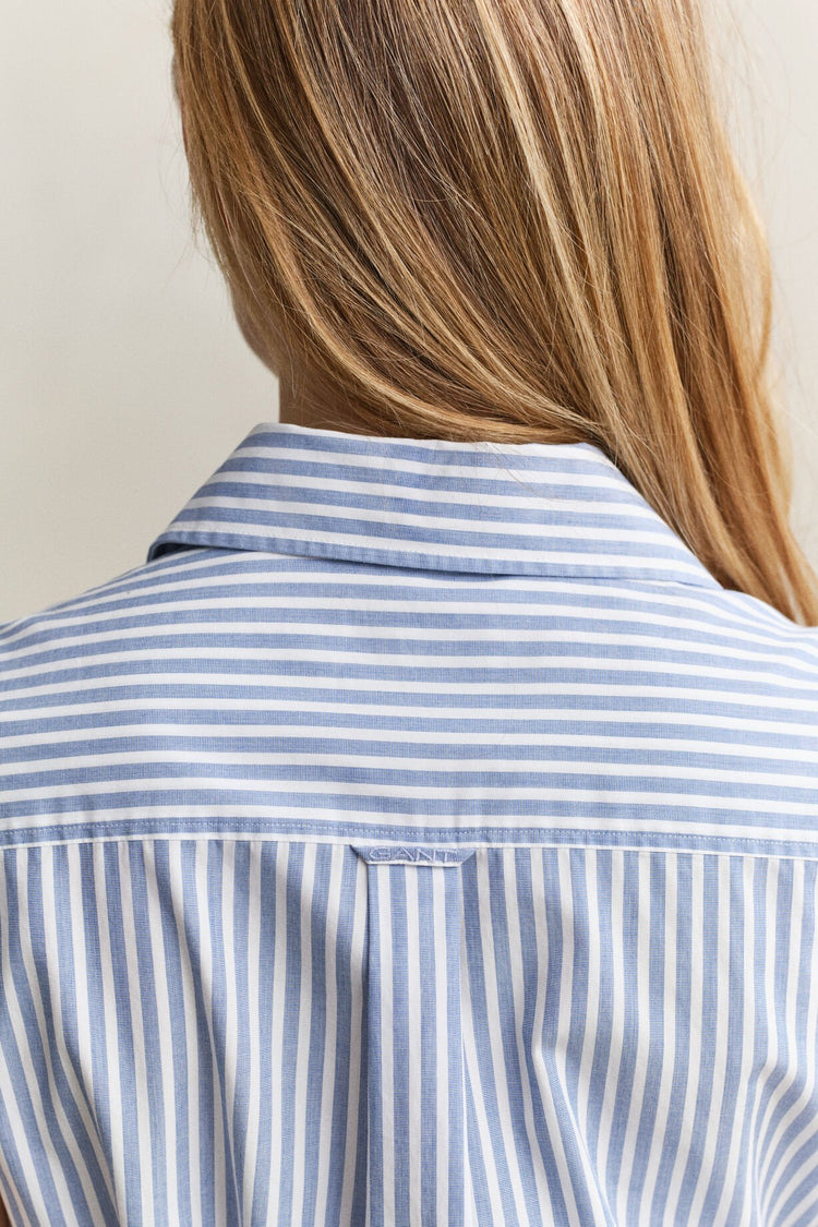 STRIPE CTN SLEEVELESS DRESS - HYDRANGEA BLUE