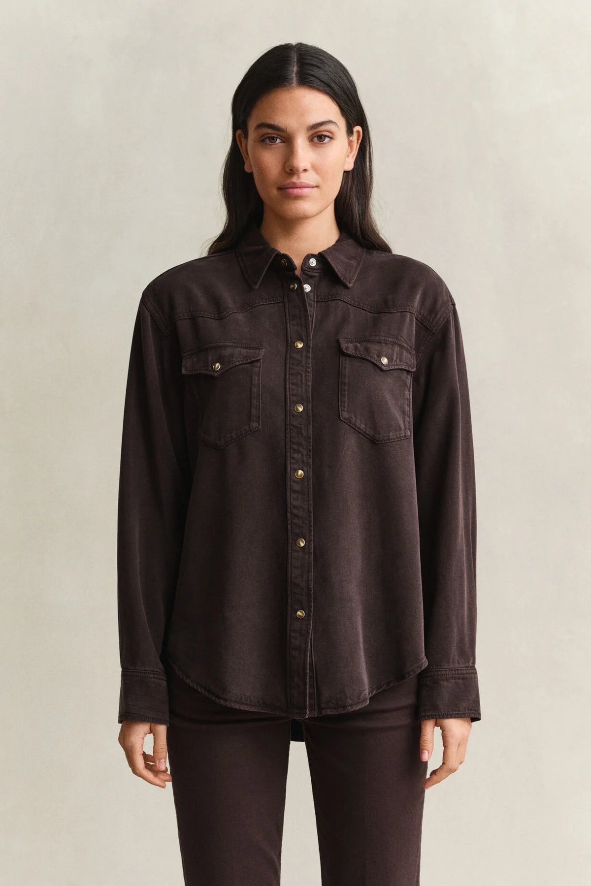 Rodeo shirt i denimtwill - Deep Brown