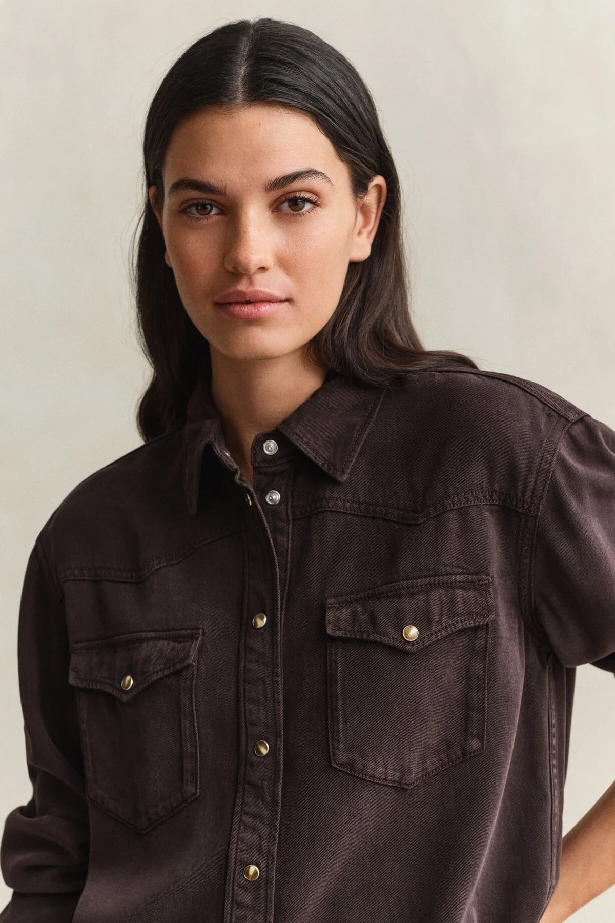 Rodeo shirt i denimtwill - Deep Brown