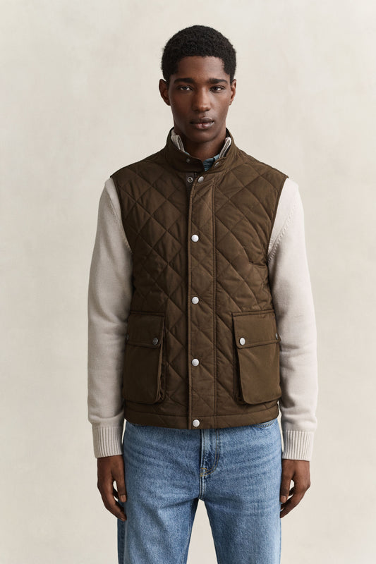 Quilted Vest - BROWN