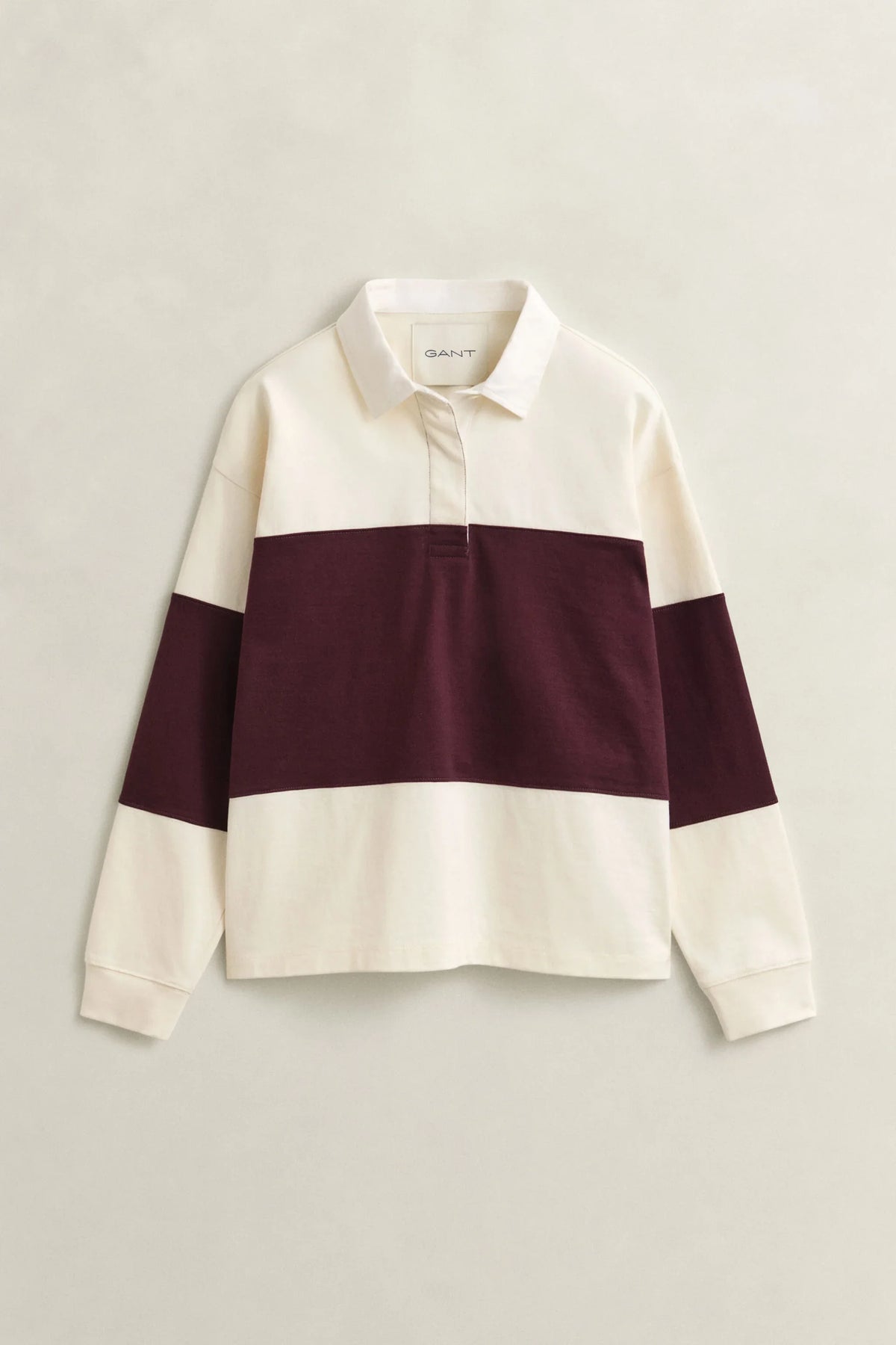 Gant Colorblocked Heavy Rugger i off-white och vinrött