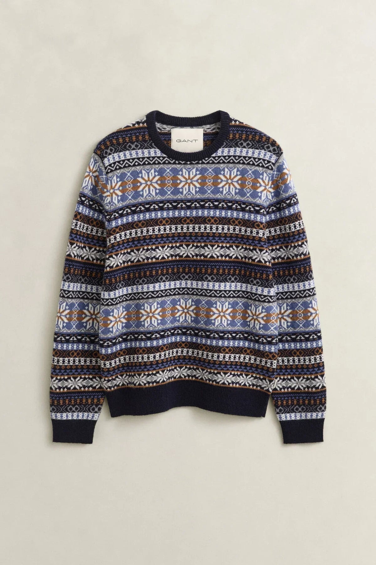 Gant Fair Isle Crew Neck tröja i färgen Evening Blue