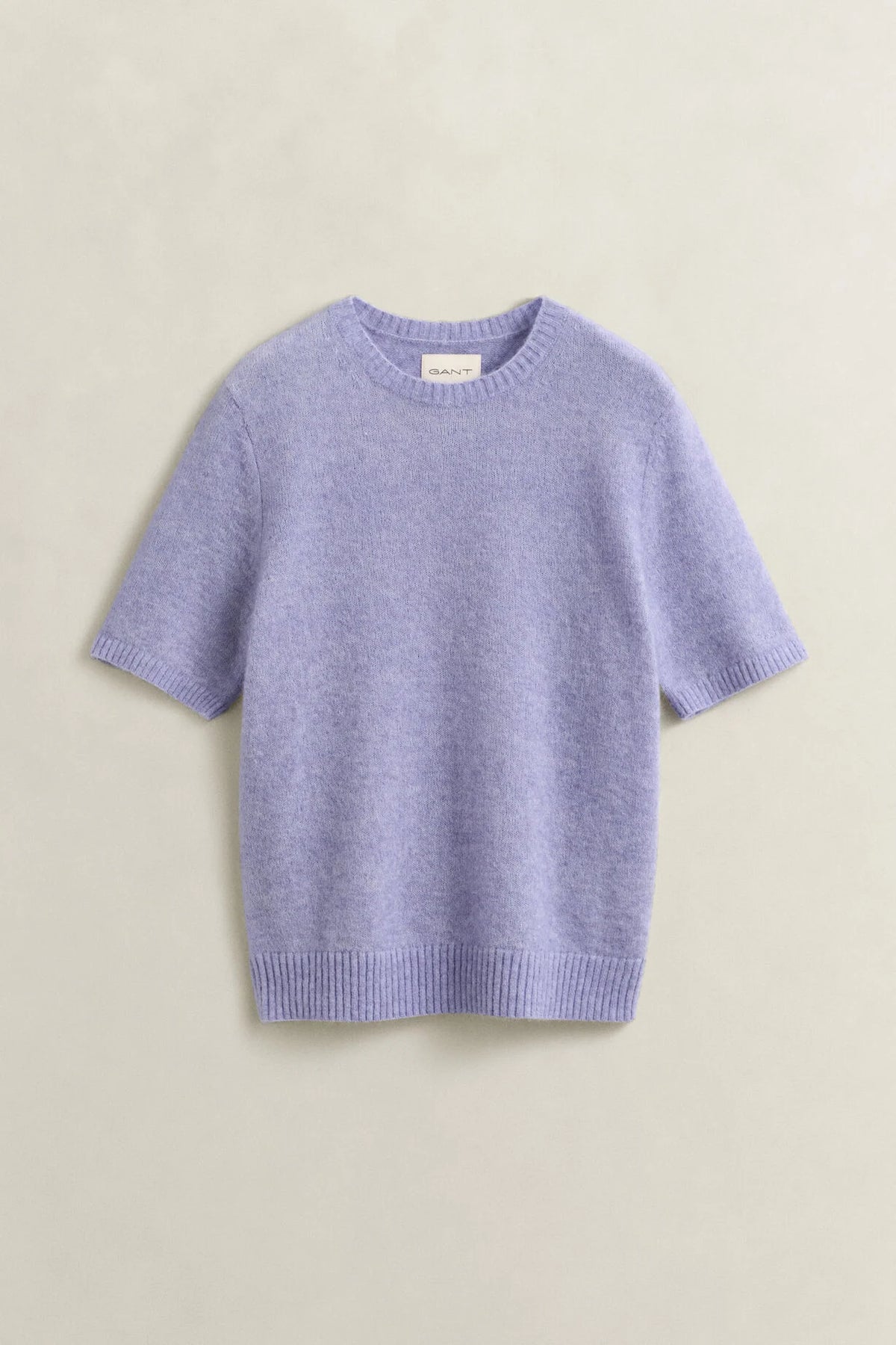 Kortärmad tröja i alpacka- och ullblandning - Misty Lavender