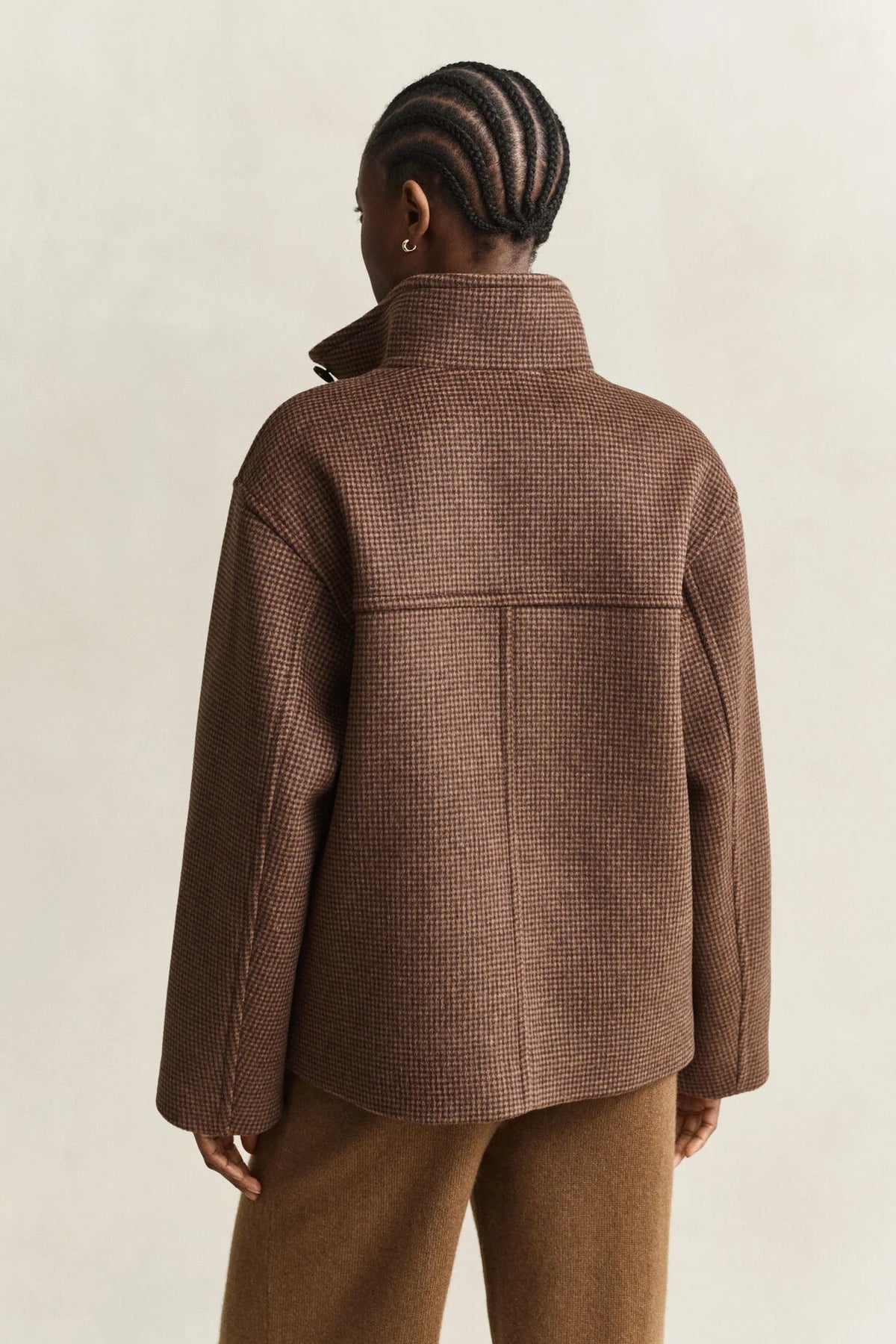 Rutig jacka i ullblandning - Deep Brown