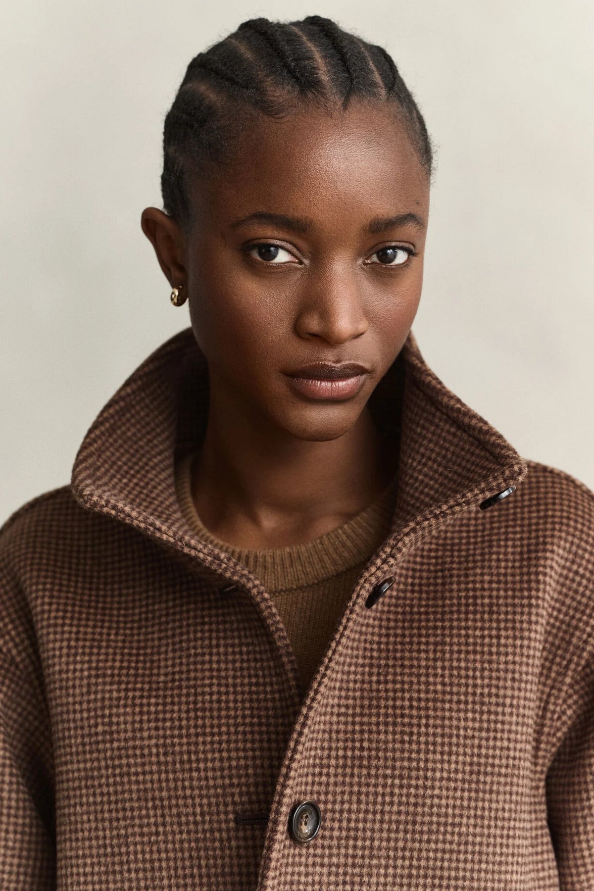 Rutig jacka i ullblandning - Deep Brown