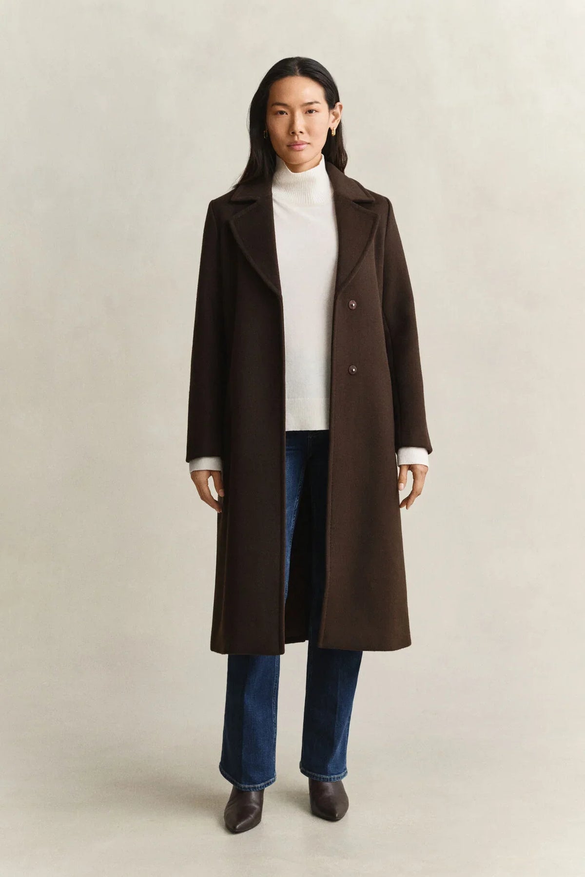 Gant Handstitched Belted Coat i mörkbrun